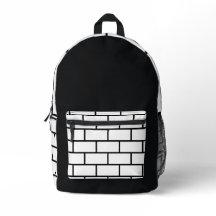 Schwarz-weißer Backpack mit Backsteinmuster im urb