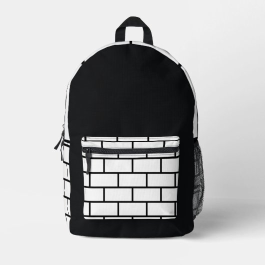 Schwarz-weißer Backpack mit Backsteinmuster im urb Bedruckter Rucksack (Vorderseite)
