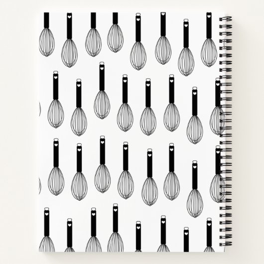 Schwarz-weißer Ballon Whisk Muster Rezept Notizblock (Rückseite)