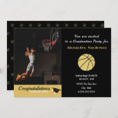 Schwarz-weißer Basketball-Abschluss Einladung (Vorne/Hinten)