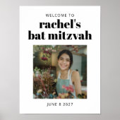 Schwarz-weißer Bat Mitzvah Foto Digitaler Empfang Poster (Vorne)