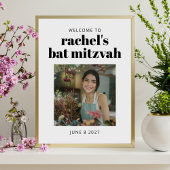 Schwarz-weißer Bat Mitzvah Foto Digitaler Empfang Poster