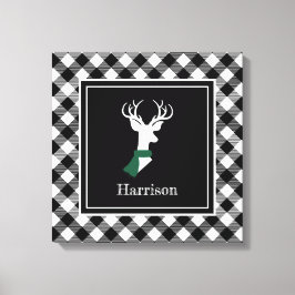 Schwarz-weißer Bauernhof Karierter Chic Deh Leinwanddruck