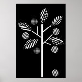 Schwarz-weißer Baum auf schwarzem Hintergrund Druc Poster (Vorne)