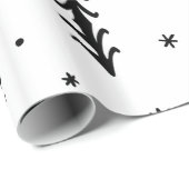 Schwarz-weißer Baum illustriert Frohe Weihnachten Geschenkpapier (Rolleneckpunkt)