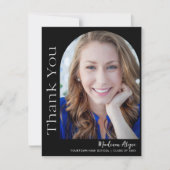 Schwarz-weißer benutzerdefinierter moderner Foto A Dankeskarte (Vorderseite)