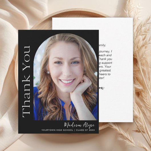 Schwarz-weißer benutzerdefinierter moderner Foto A Dankeskarte