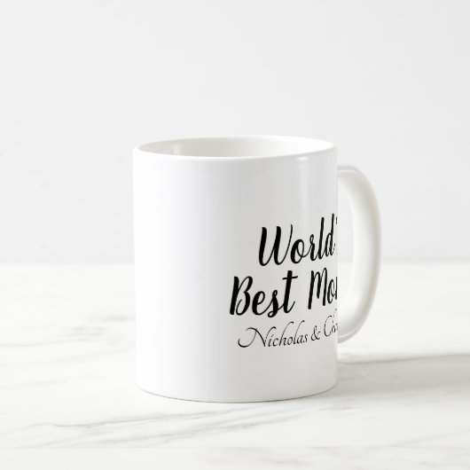 Schwarz-weißer, benutzerdefinierter Skripttext der Kaffeetasse (VorderseiteRechts)