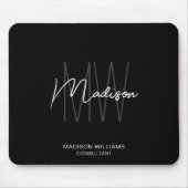 Schwarz-weißer Berater für moderne Monogram-Logos Mousepad (Vorne)