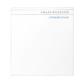 Schwarz-weißer Berater Rechtsanwalt Notizblock (Vorderseite)