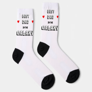 Schwarz-weißer bester Vater in Galaxy Socken