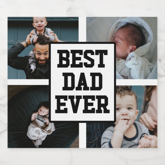 Schwarz-weißer bester Vater je benutzerdefiniertes Bierflaschenetikett (Einzelnes Label)