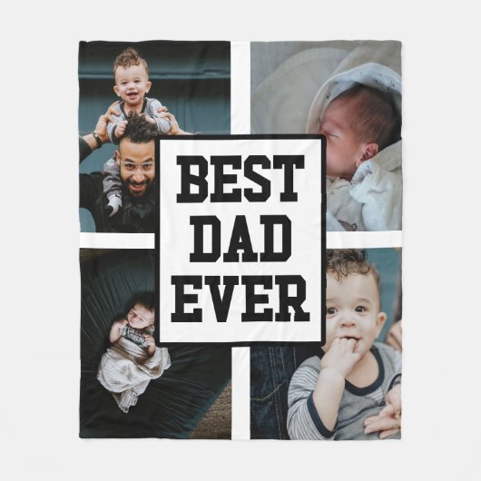 Schwarz-weißer bester Vater je benutzerdefiniertes Fleecedecke (Vorderseite)