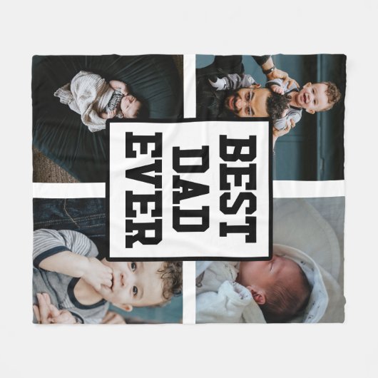 Schwarz-weißer bester Vater je benutzerdefiniertes Fleecedecke (Vorderseite (Horizontal))