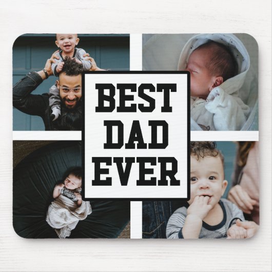 Schwarz-weißer bester Vater je benutzerdefiniertes Mousepad (Vorne)