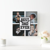 Schwarz-weißer bester Vater je benutzerdefiniertes Quadratische Wanduhr (Zuhause)