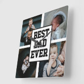 Schwarz-weißer bester Vater je benutzerdefiniertes Quadratische Wanduhr (Winkel)