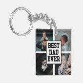 Schwarz-weißer bester Vater je benutzerdefiniertes Schlüsselanhänger (Vorderseite links)