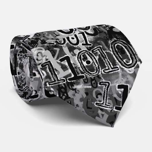 Schwarz-weißer Binärkode Krawatte (Gerollt)