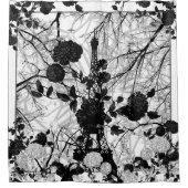 Schwarz-weißer Blumenbaum-Eiffel-Turm drastisch Duschvorhang (Vorderseite)