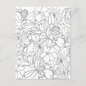 Schwarz-weißer Blumengarten Postkarte (Vorderseite)