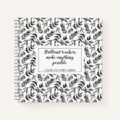 Schwarz-weißer Blumenlehrer Notizblock (Vorderseite)