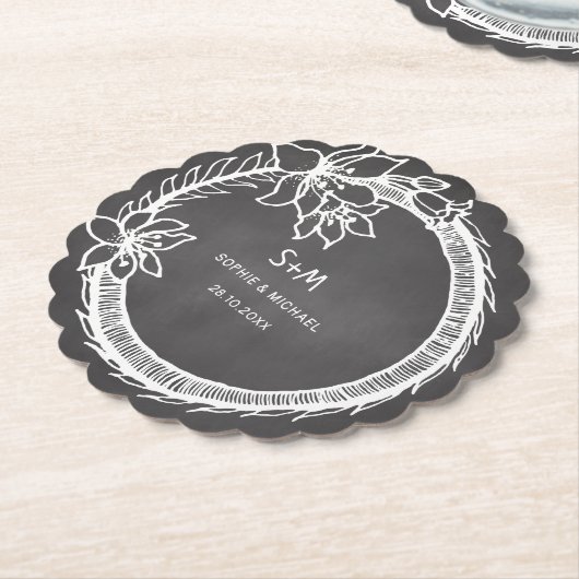 Schwarz-weißer Blumenpapier-Untersetzer Untersetzer (angewinkelt)