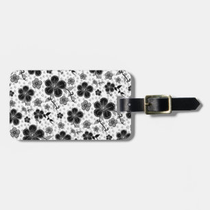 Schwarz-weißer Blumenprint Gepäckanhänger