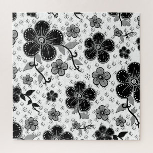 Schwarz-weißer Blumenprint Puzzle