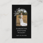 Schwarz-weißer Blütenbogen-Handfotograf Visitenkarte (Vorderseite)