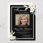 Schwarz-weißer Boho Greenery-Beerdigungsdienst Einladung (Vorne/Hinten)