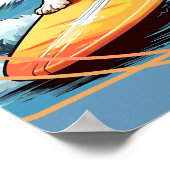 Schwarz-weißer Border Collie beim Surfen Poster (Ecke)