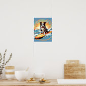 Schwarz-weißer Border Collie beim Surfen Poster (Küche)