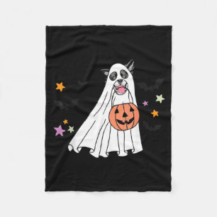 Schwarz-weißer Border Collie Boo Hund Halloween Fleecedecke