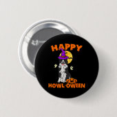 Schwarz-weißer Border Collie-Hexen-Hund glücklich Button (Vorne & Hinten)