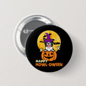 Schwarz-weißer Border Collie Hexenhund glücklich Button (Vorne & Hinten)