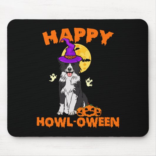 Schwarz-weißer Border Collie-Hexenhund glücklich Mousepad (Vorne)