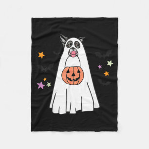 Schwarz-weißer Border Collie-Hund Boo Halloween Fleecedecke