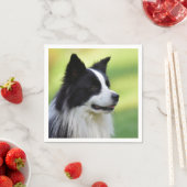 Schwarz-weißer Border Collie Hund Serviette (Beispiel)