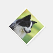 Schwarz-weißer Border Collie Hund Serviette (Ecke)