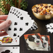 Schwarz-weißer Border Collie Spielkarten (In Situ)