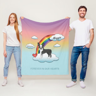 Schwarz-weißer Boston Terrier Regenbogen-Denkmal Fleecedecke
