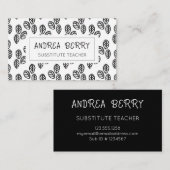 Schwarz-weißer botanischer Ersatzlehrer Visitenkarte (Vorne/Hinten)