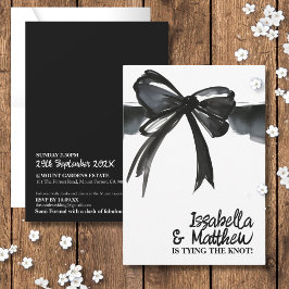 Schwarz-weißer Bow, der die Knot Ribbon-Chic-Hochz Einladung