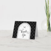 Schwarz-weißer Bow Script Foto Abschluss Dankeskarte (Vorderseite)