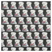 Schwarz-weißer Boxhund mit Baumwollgewebe Stoff (Muster)