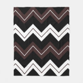 Schwarz-weißer brauner Zickzack Streifen Fleecedecke (Vorderseite)