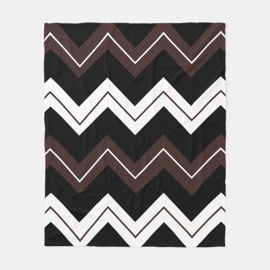 Schwarz-weißer brauner Zickzack Streifen Fleecedecke (Vorderseite)