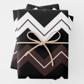 Schwarz-weißer brauner Zickzack Streifen Geschenkpapier Set (Beispiel)