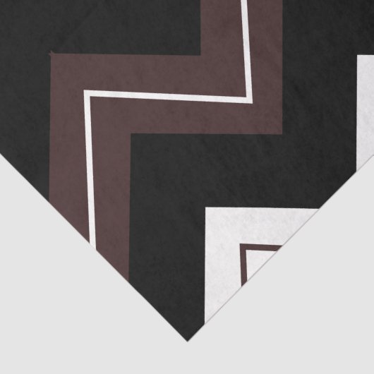 Schwarz-weißer brauner Zickzack Streifen Seidenpapier (Detail)